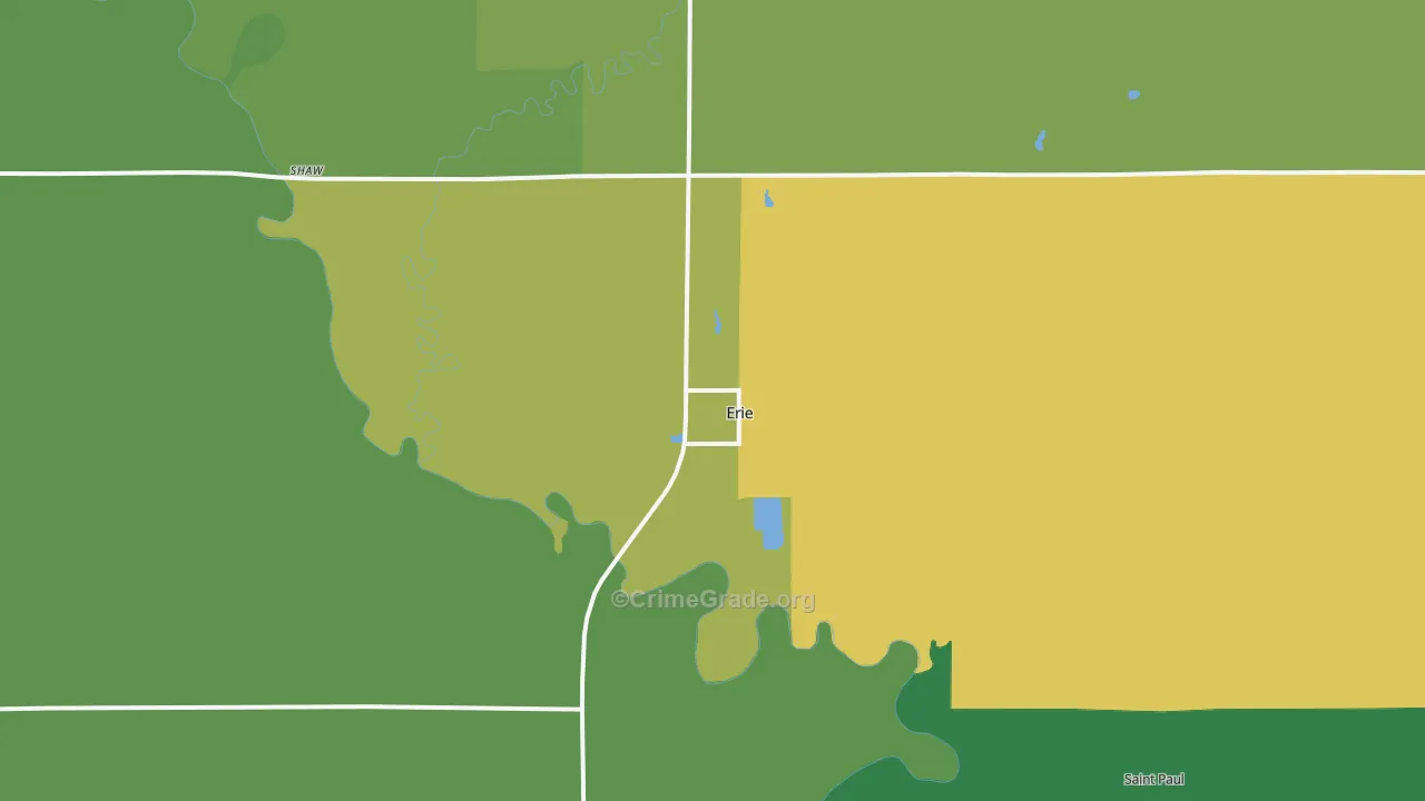 Erie, KS Map of Theft Rates