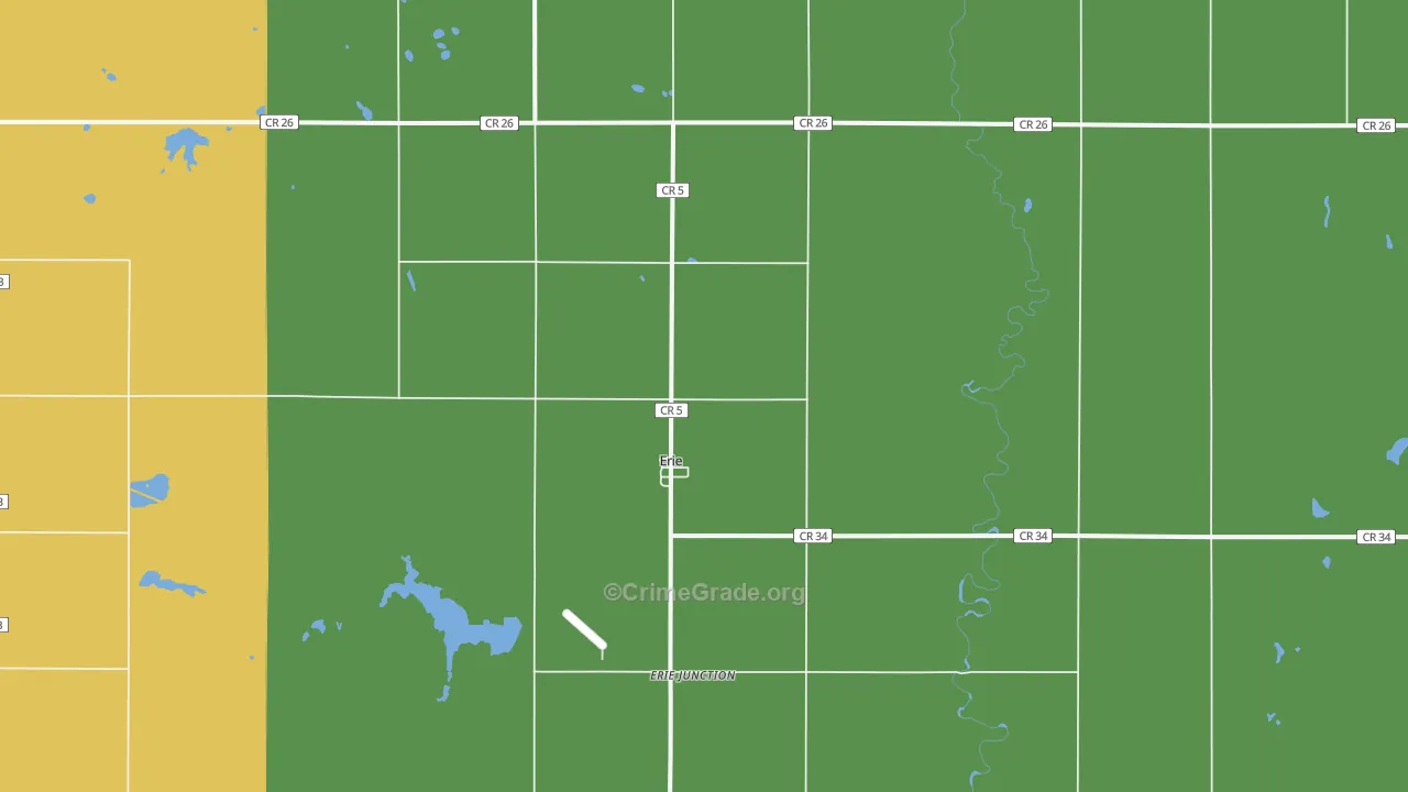 Erie, ND Map of Theft Rates