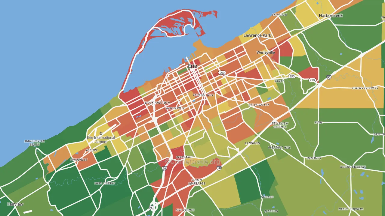 Erie, PA Map of Theft Rates