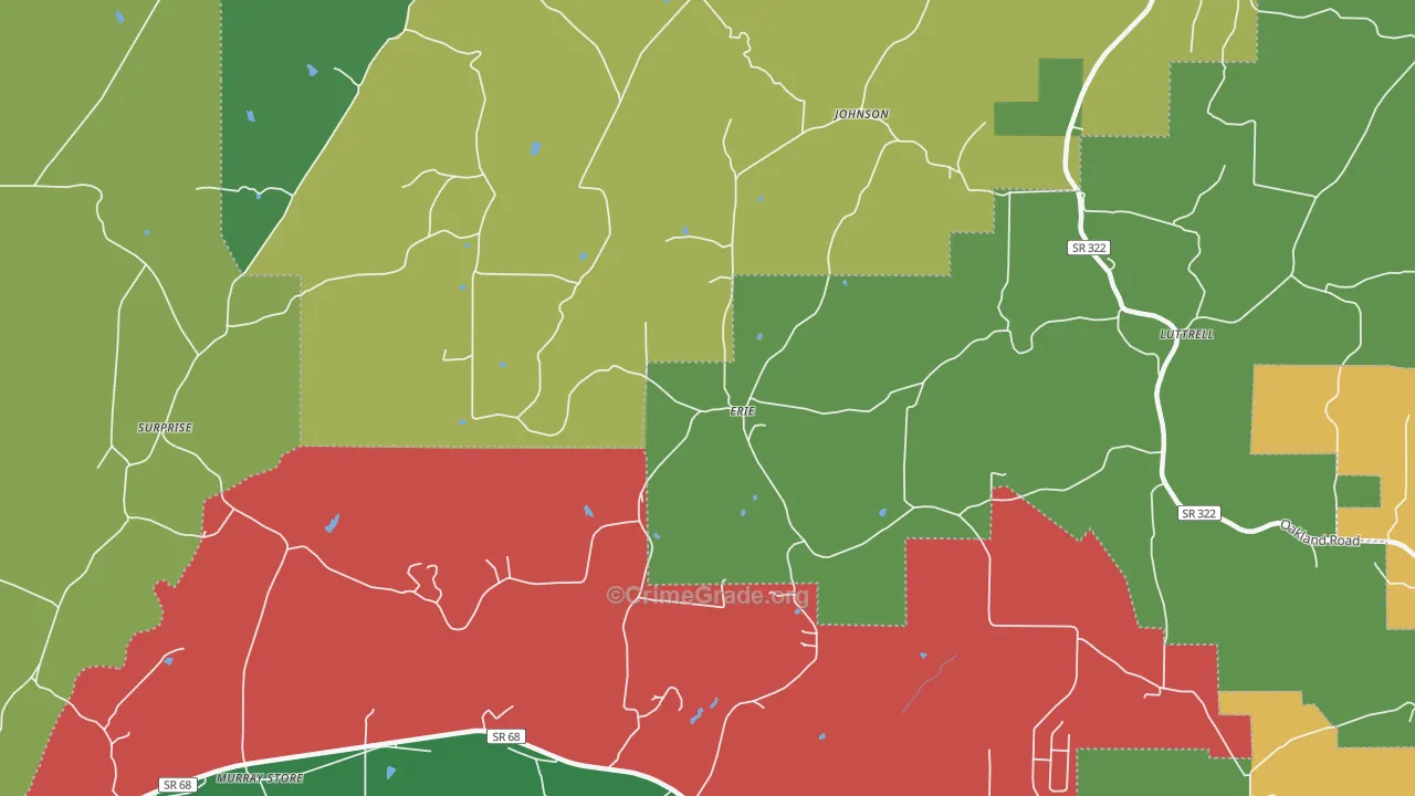 Erie, TN Map of Theft Rates