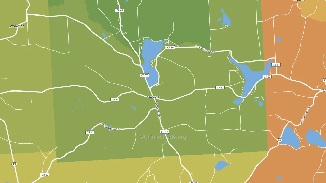 Erieville, NY Map of Theft Rates