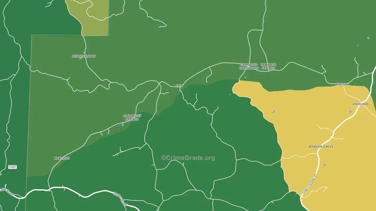 Erin, AL Map of Theft Rates
