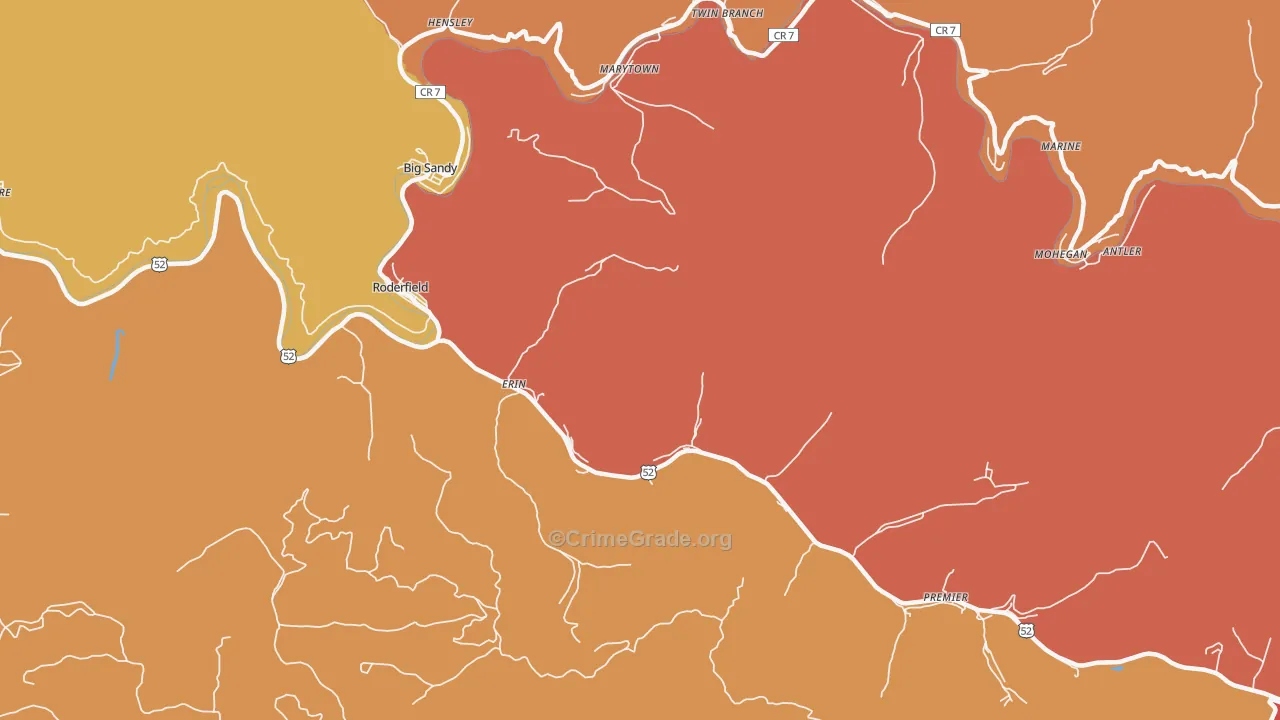 Erin, WV Map of Theft Rates