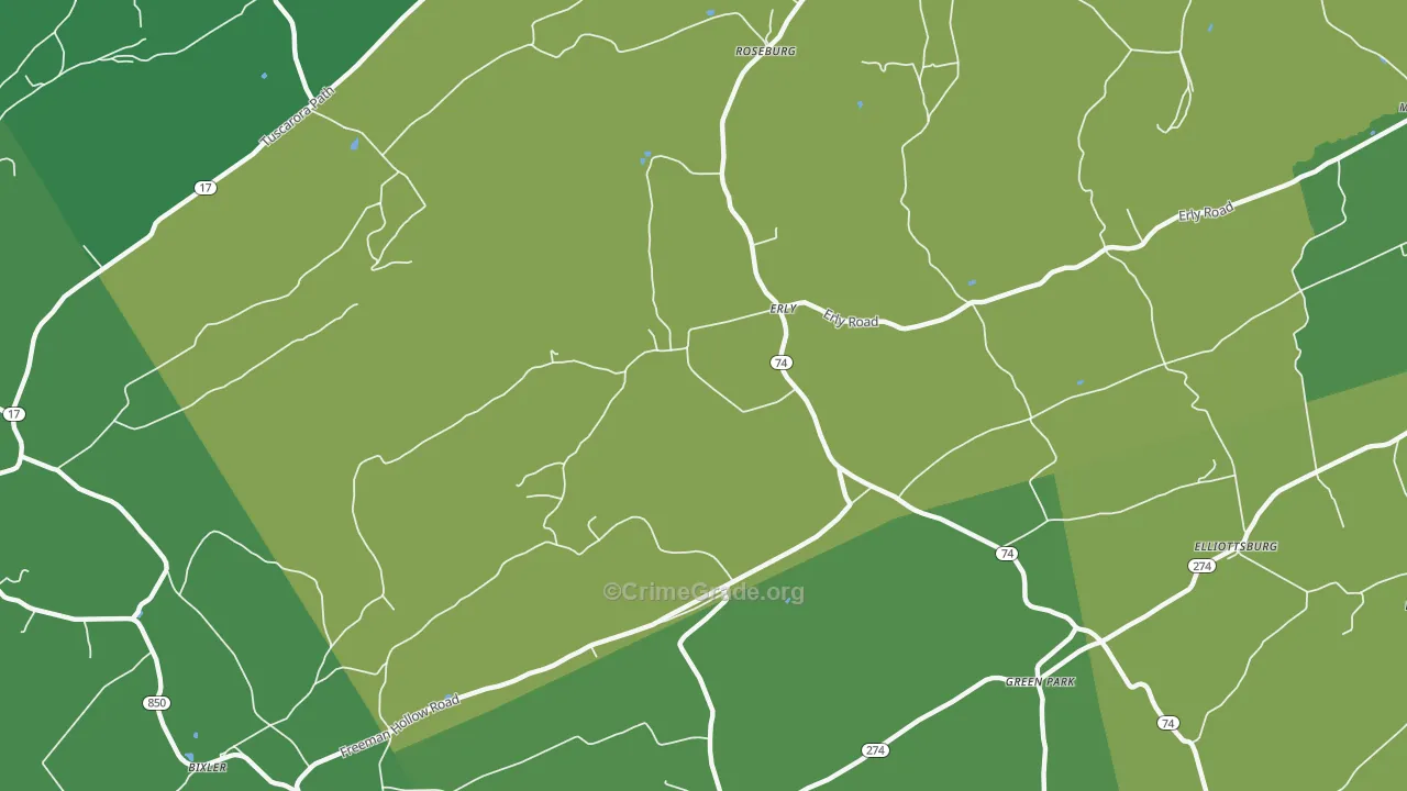 Erly, PA Map of Theft Rates