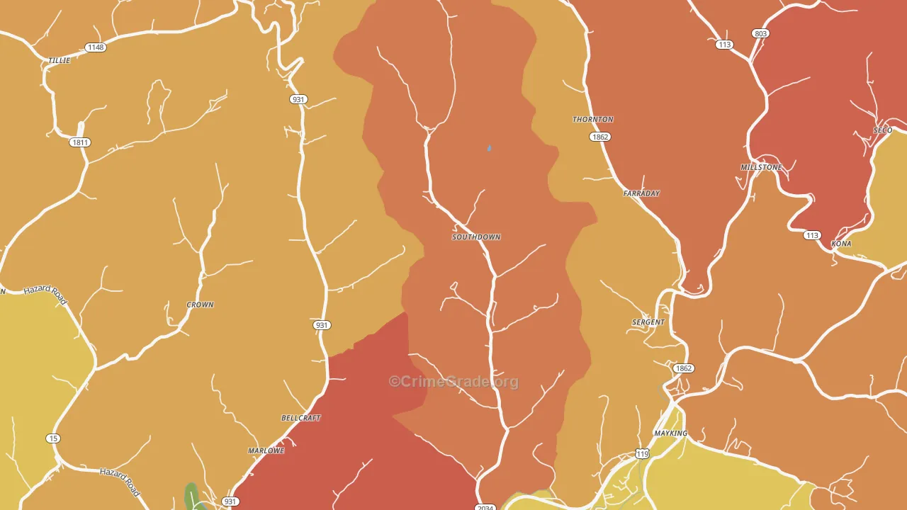 Ermine, KY Map of Theft Rates