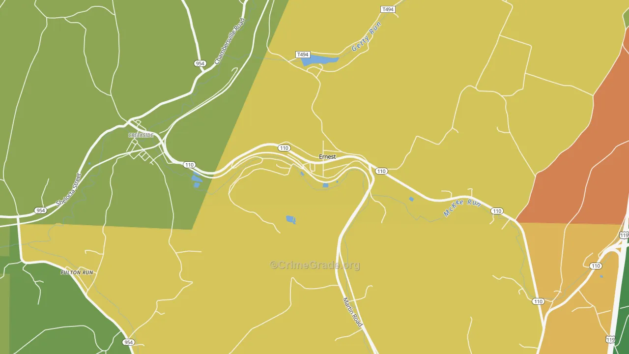 Ernest, PA Map of Theft Rates