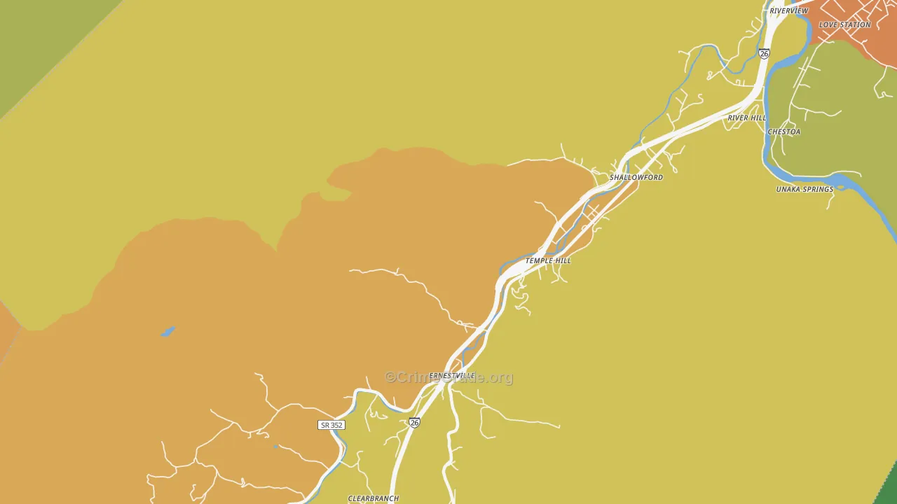 Ernestville, TN Map of Theft Rates