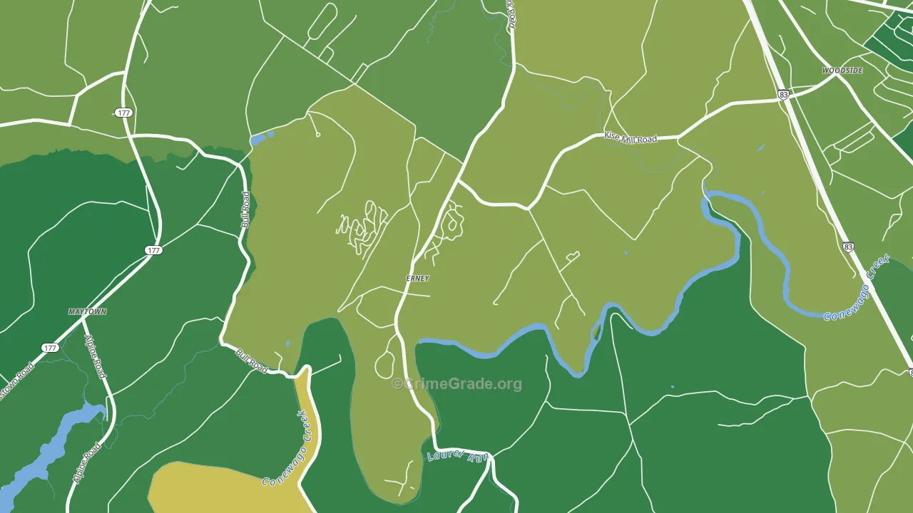 Erney, PA Map of Theft Rates