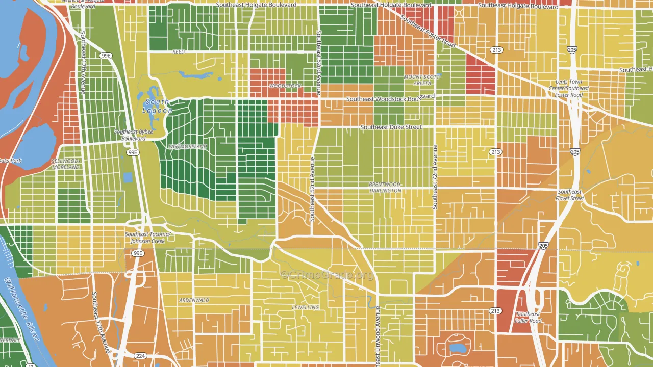 Errol Heights, Portland, OR Map of Theft Rates