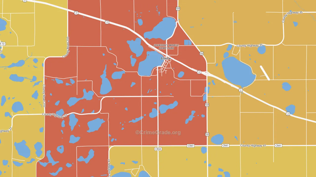 Erskine, MN Map of Theft Rates