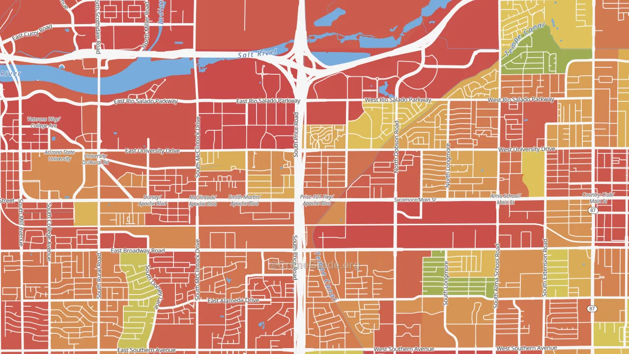 Escalante, Tempe, AZ Map of Theft Rates