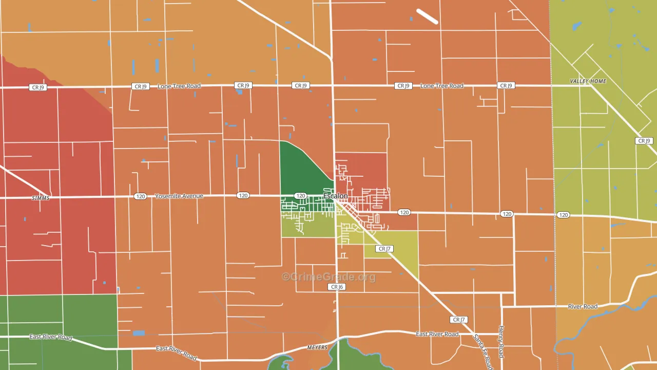 Escalon, CA Map of Theft Rates