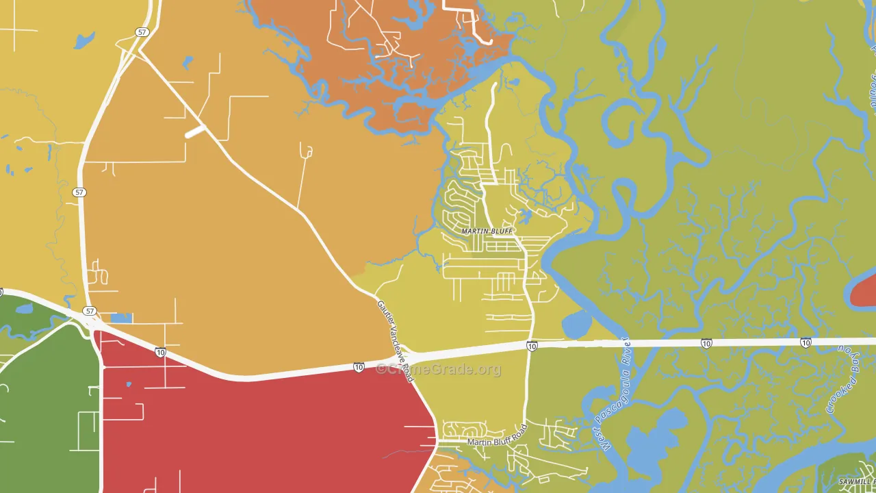 Escatawpa, MS Map of Theft Rates