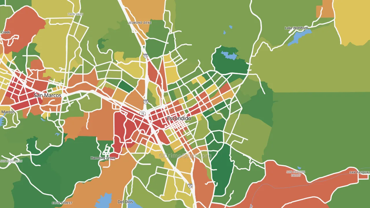 Escondido, CA Map of Theft Rates