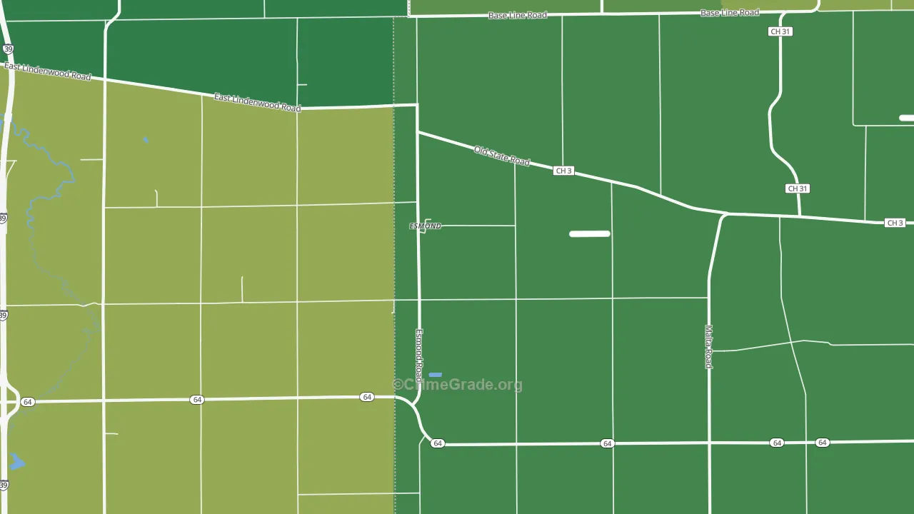 Esmond, IL Map of Theft Rates
