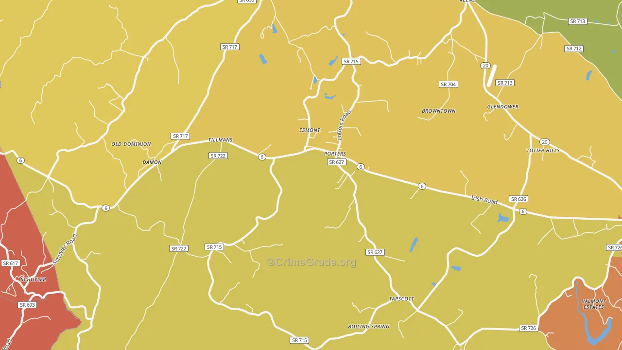Esmont, VA Map of Theft Rates