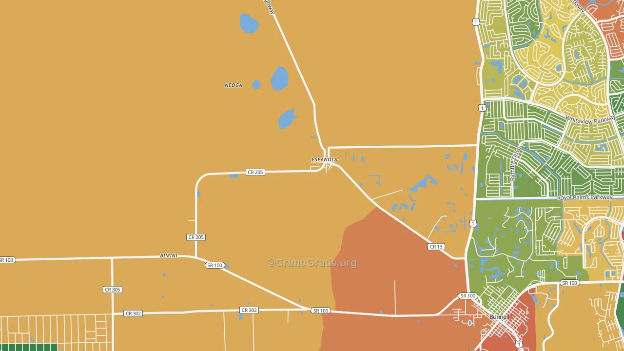 Espanola, FL Map of Theft Rates