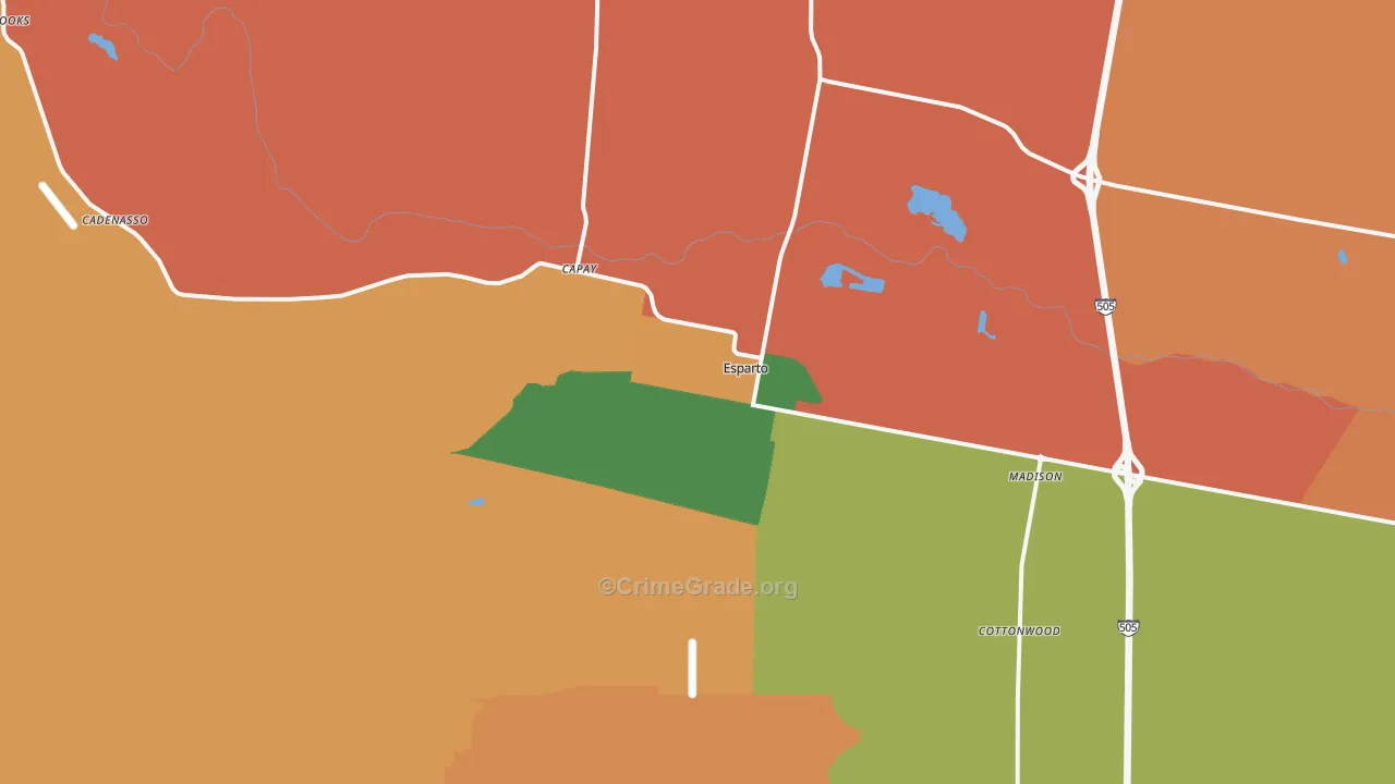 Esparto, CA Map of Theft Rates
