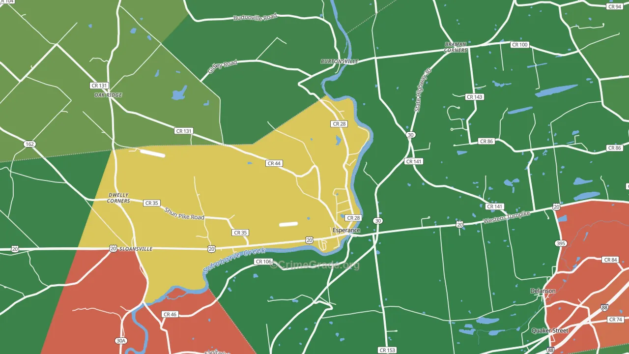Esperance, NY Map of Theft Rates