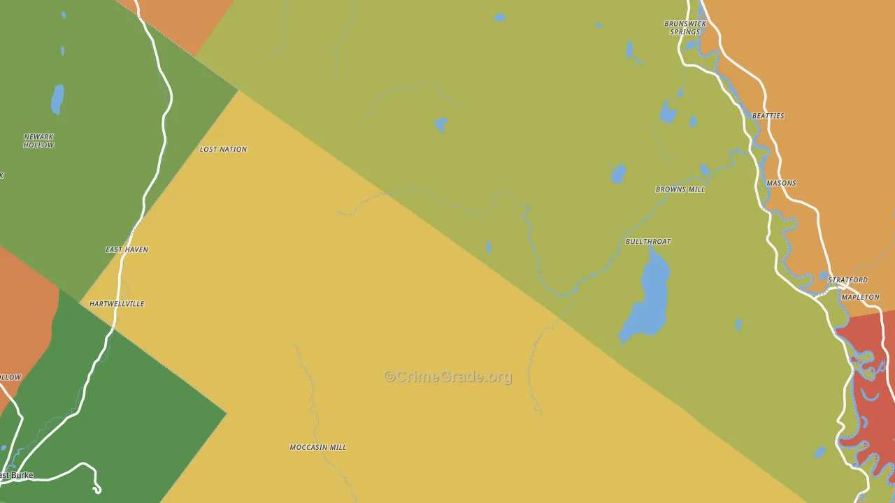 Essex County, VT Map of Theft Rates