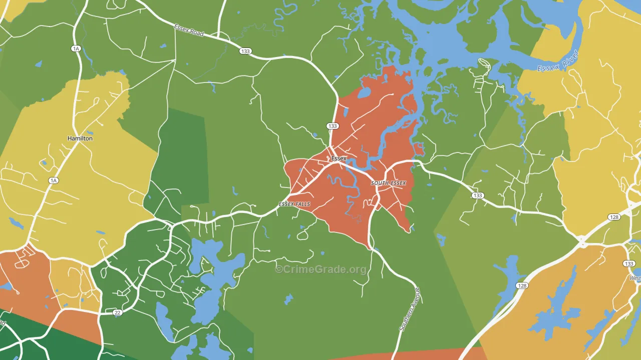 Essex, MA Map of Theft Rates