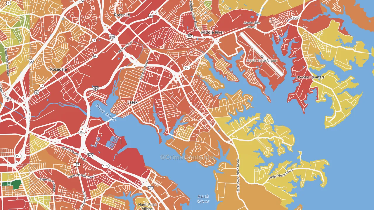 Essex, MD Map of Theft Rates