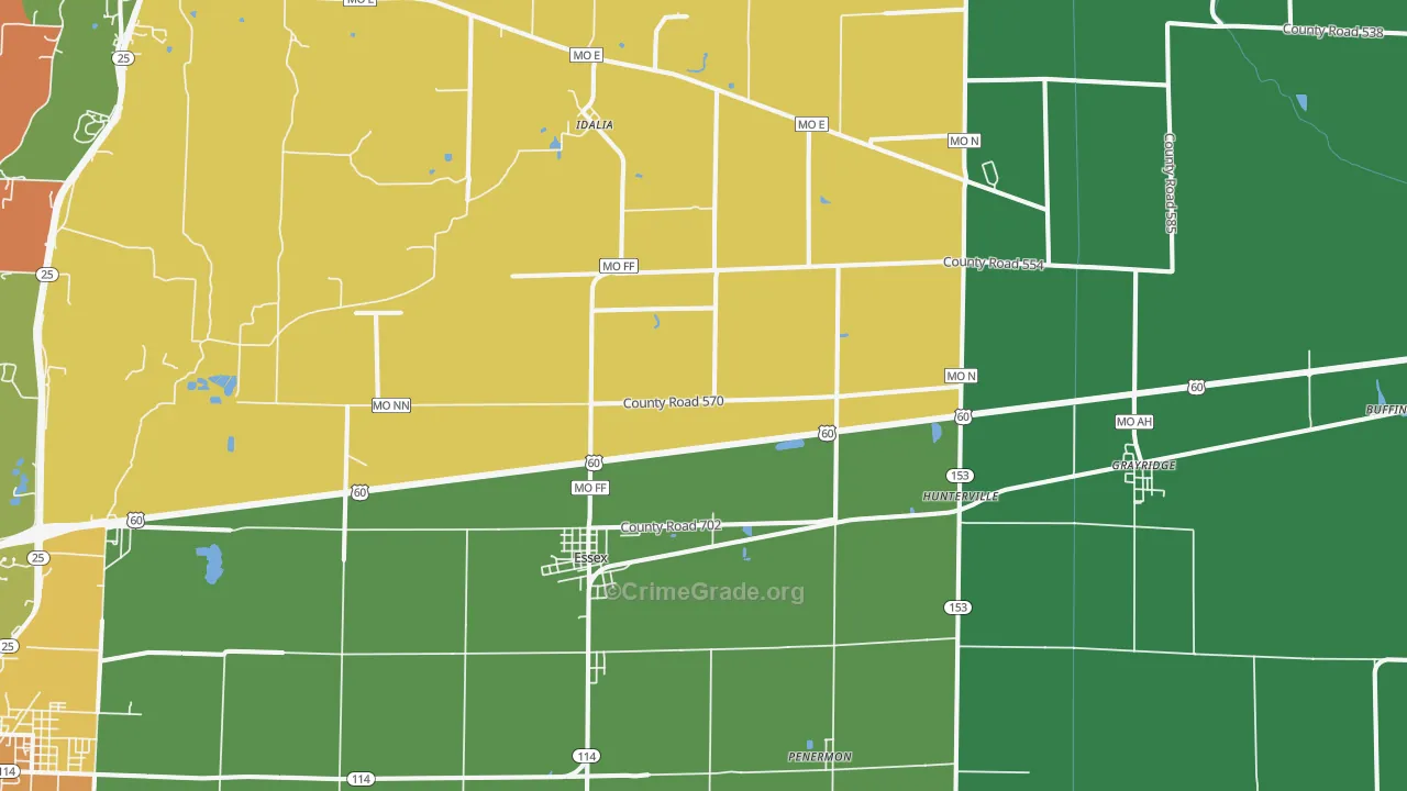 Essex, MO Map of Theft Rates