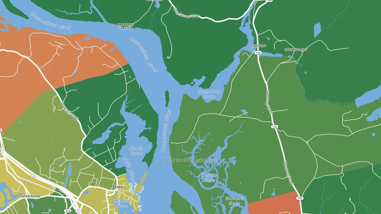 Essex Village, CT Map of Theft Rates