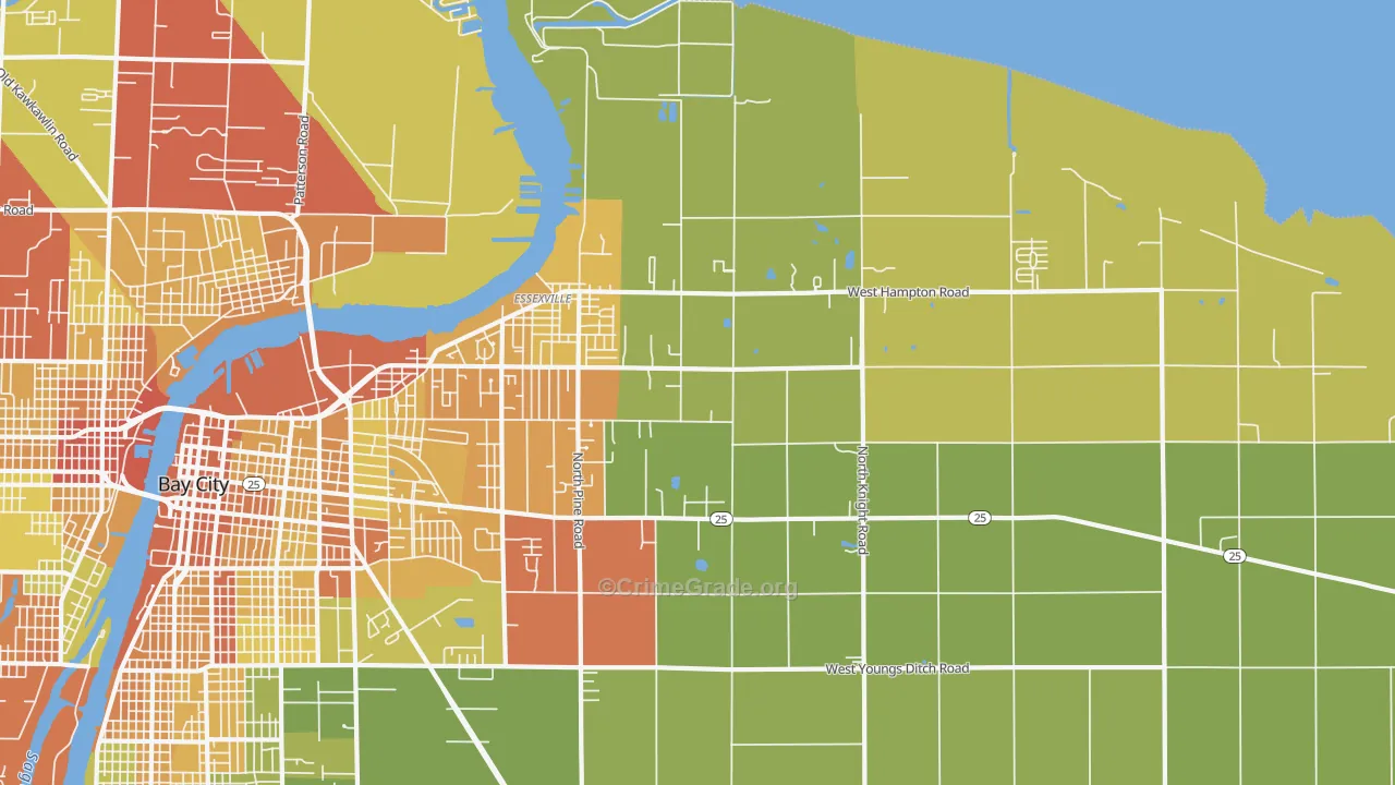 Essexville, MI Map of Theft Rates