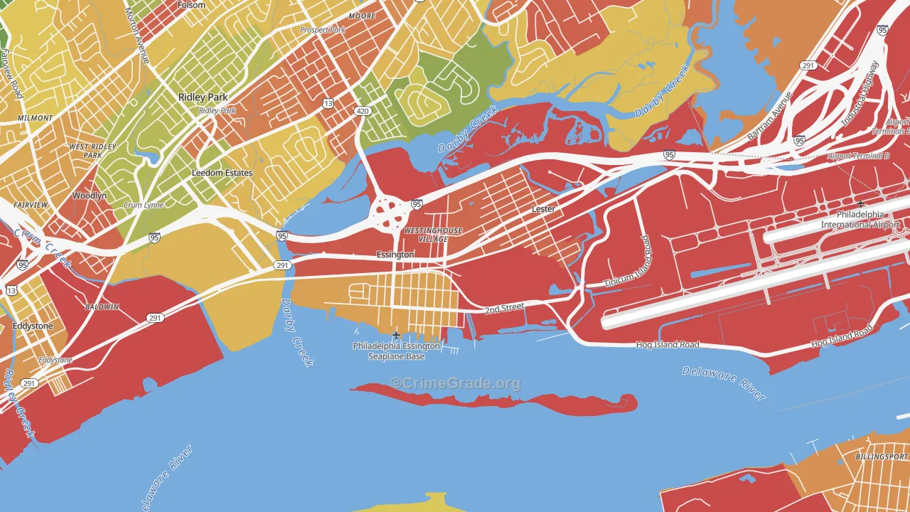 Essington, PA Map of Theft Rates