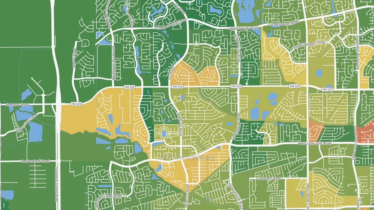 Estates Of Highland Creek, Katy, TX Map of Theft Rates