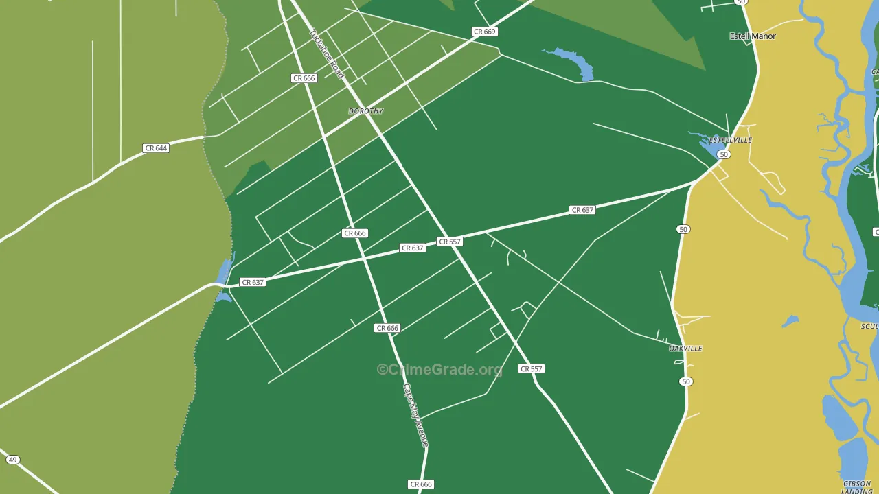 Estell Manor, NJ Map of Theft Rates