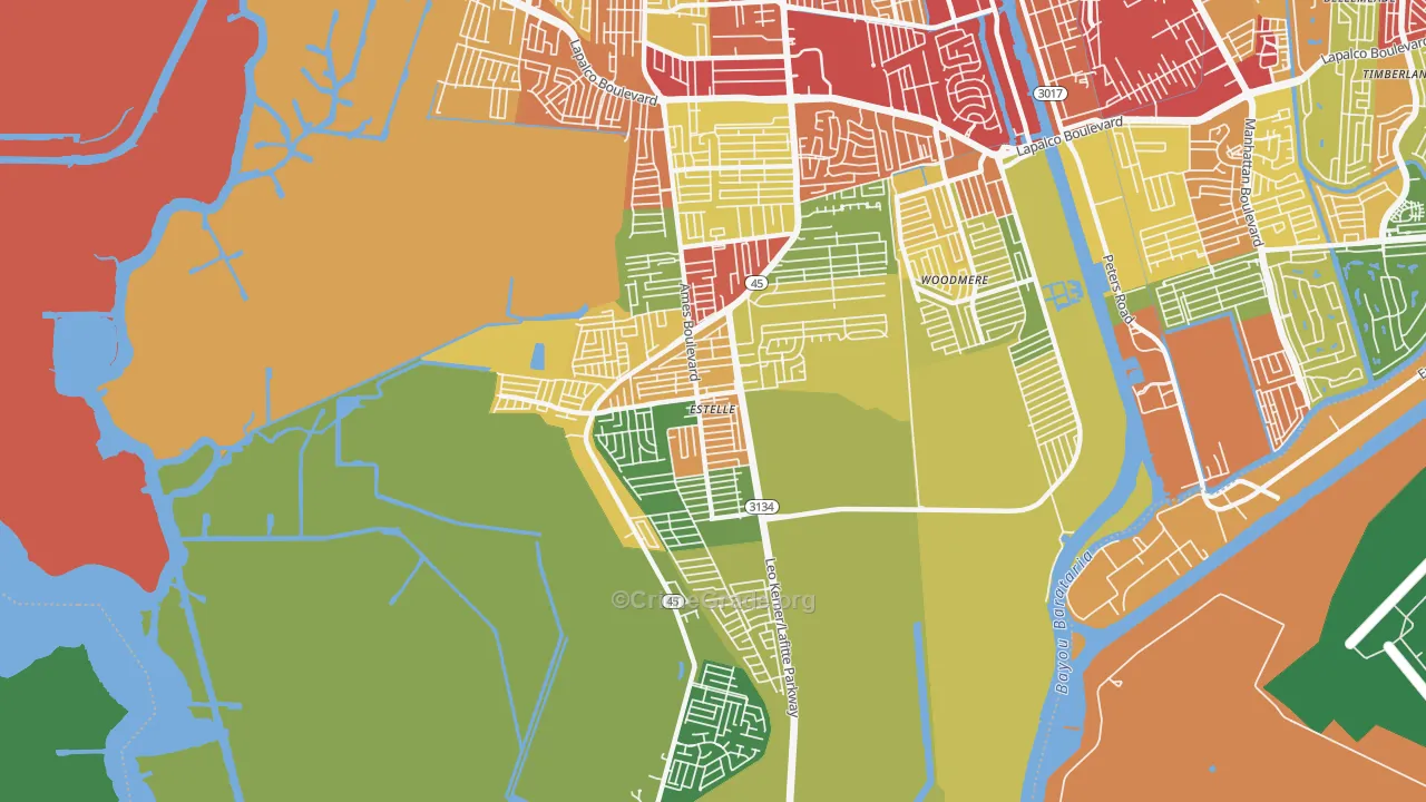Estelle, LA Map of Theft Rates