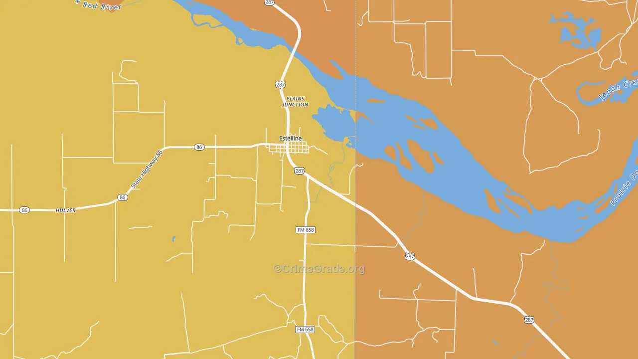Estelline, TX Map of Theft Rates