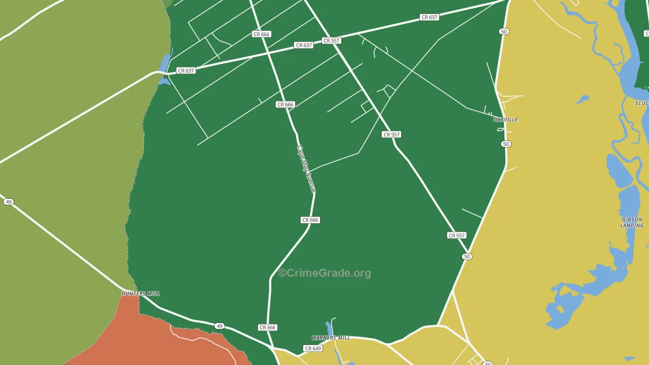 Estelville, NJ Map of Theft Rates
