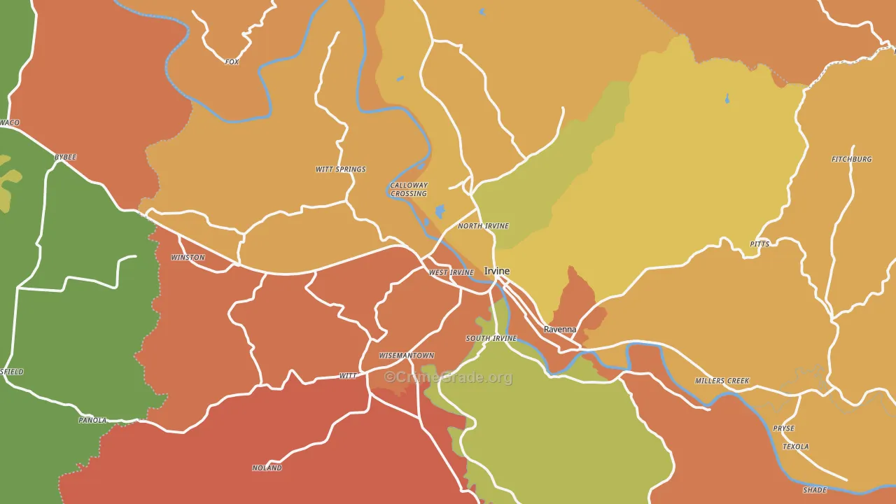 Estill County, KY Map of Theft Rates