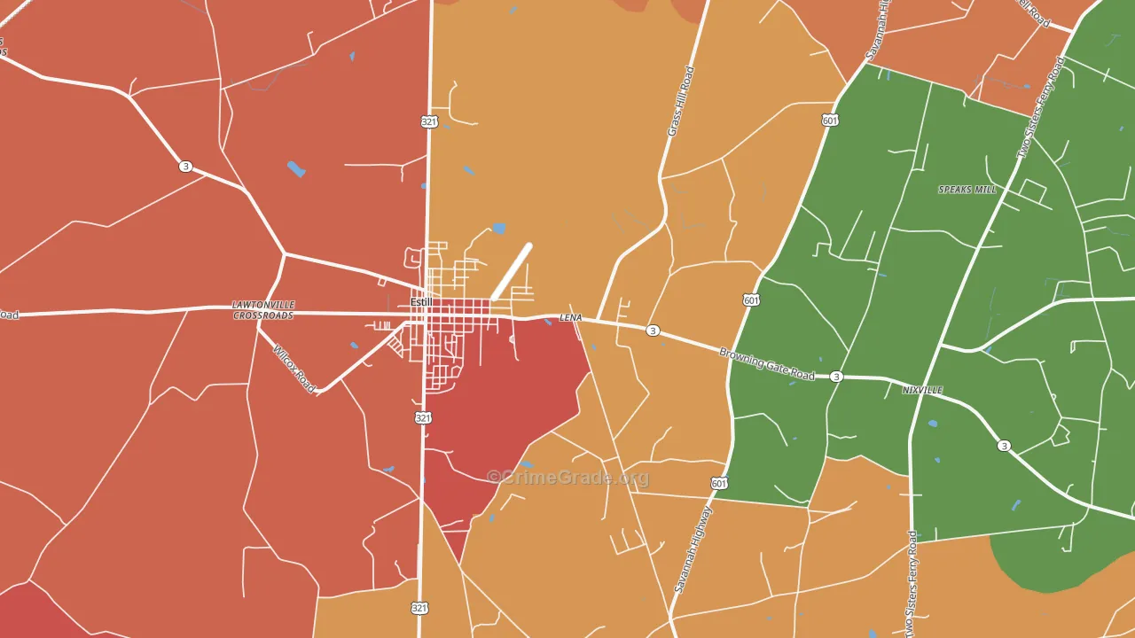 Estill, SC Map of Theft Rates