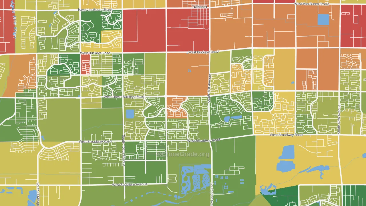 Estrella-Tolleson, Tolleson, AZ Map of Theft Rates