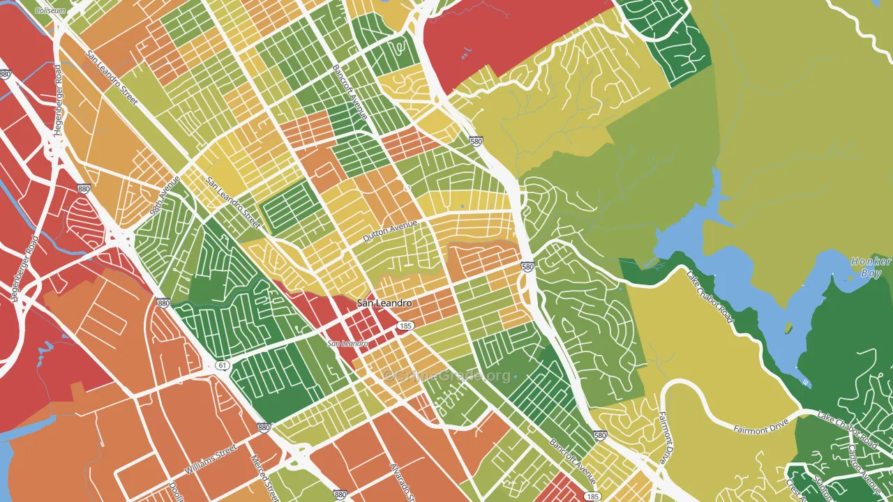 Estudillo Estates-Glen, San Leandro, CA Map of Theft Rates