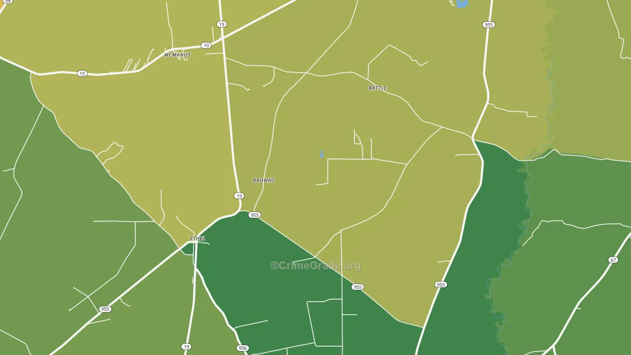 Ethel, LA Map of Theft Rates