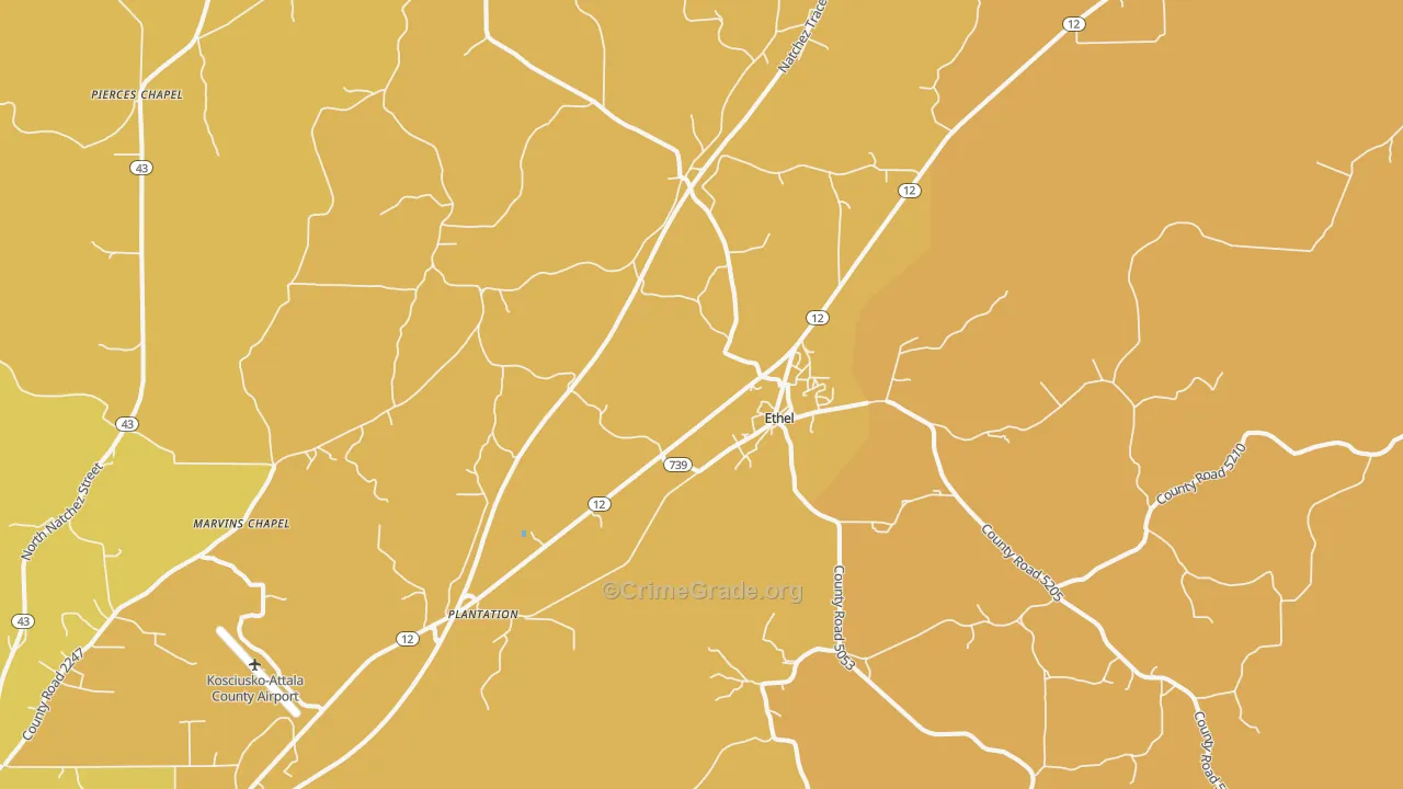 Ethel, MS Map of Theft Rates