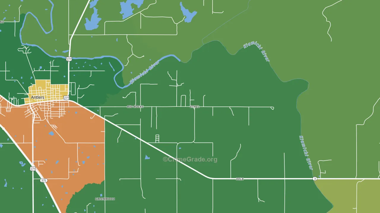 Ethel, OK Map of Theft Rates