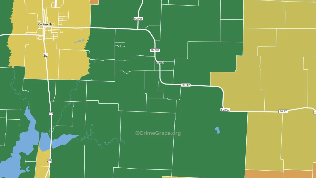 Ethel, TX Map of Theft Rates