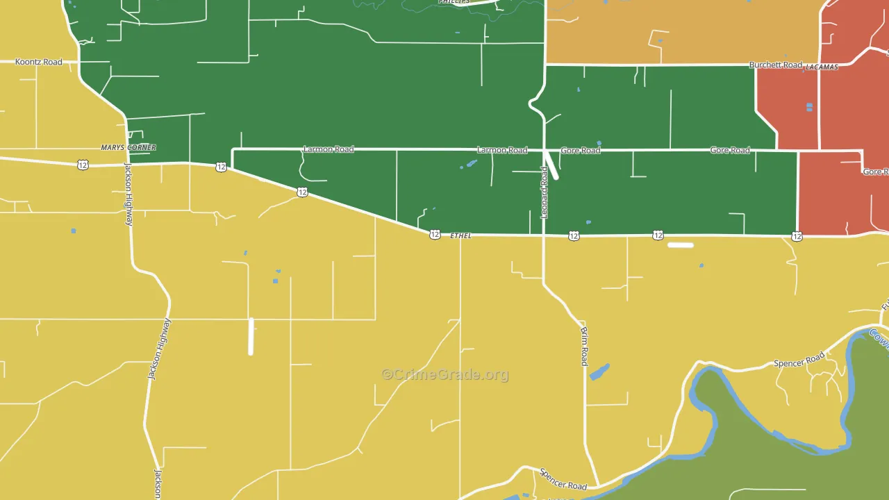 Ethel, WA Map of Theft Rates