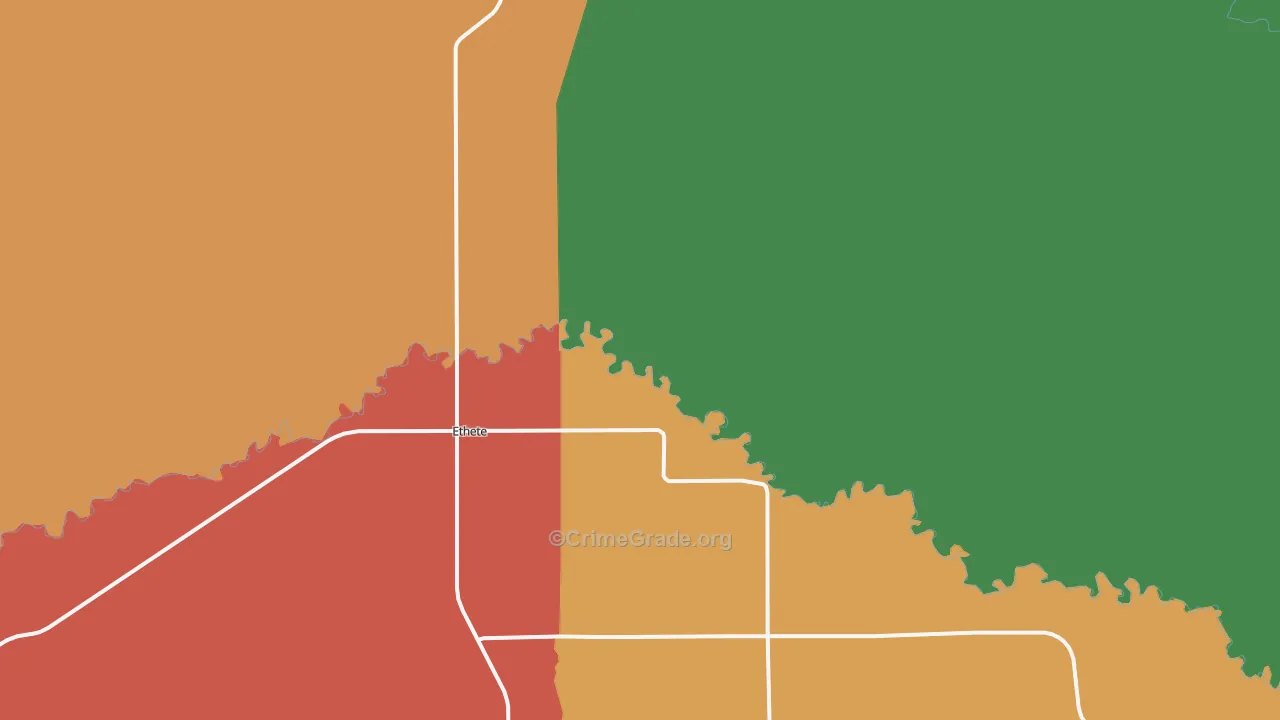 Ethete, WY Map of Theft Rates
