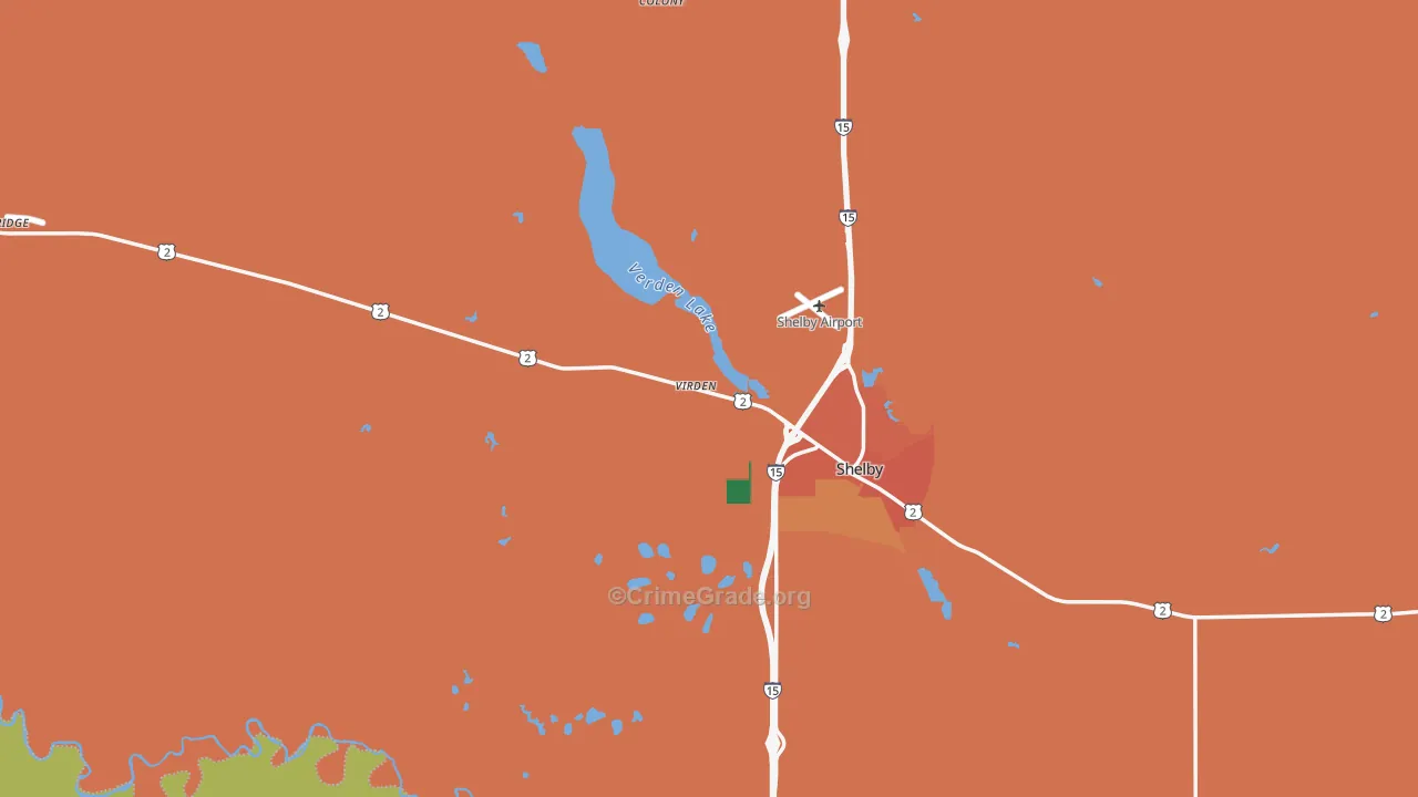 Ethridge, MT Map of Theft Rates