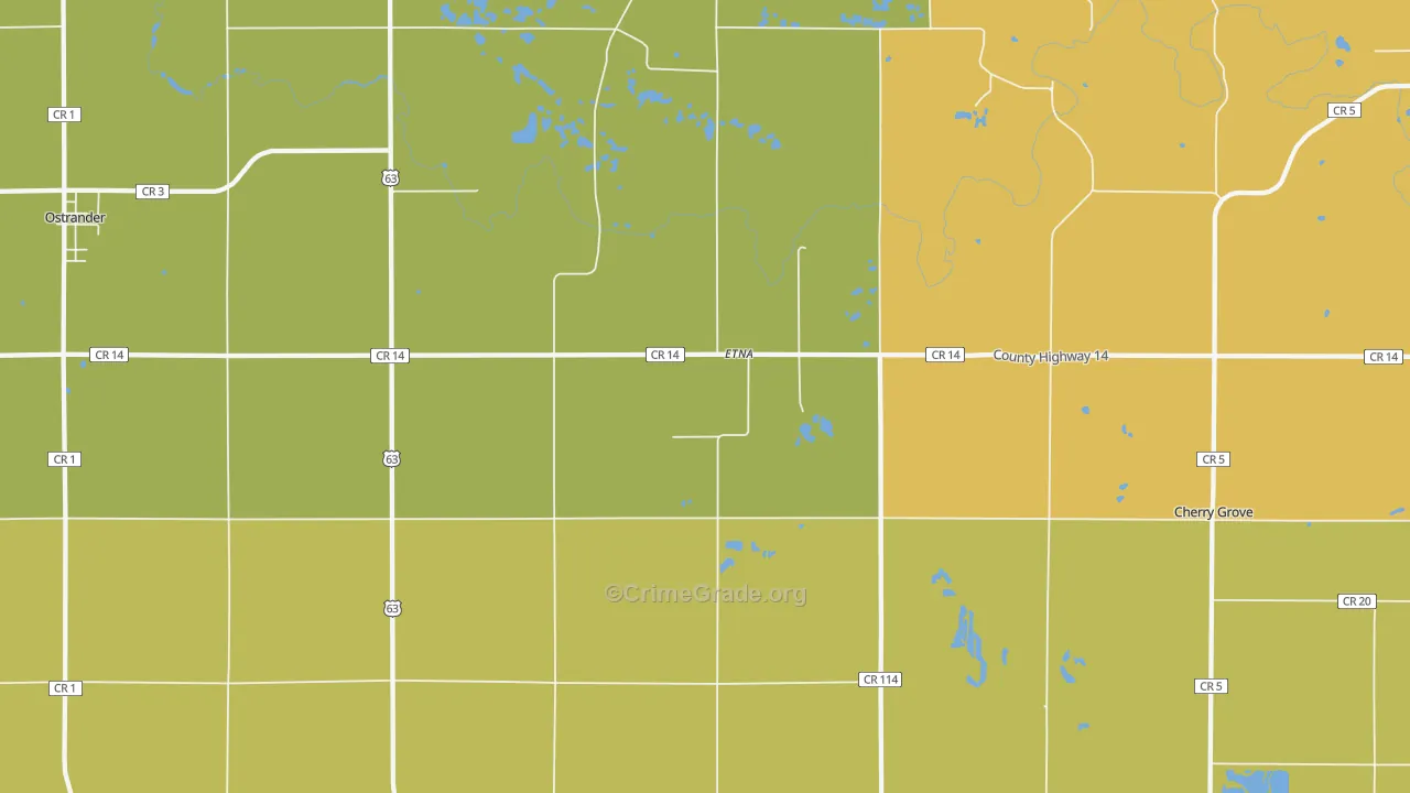 Etna, MN Map of Theft Rates
