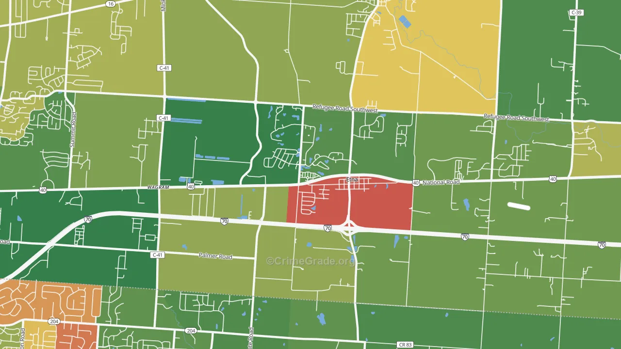 Etna, OH Map of Theft Rates
