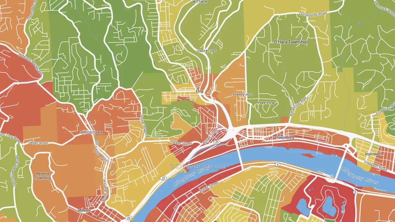 Etna, PA Map of Theft Rates