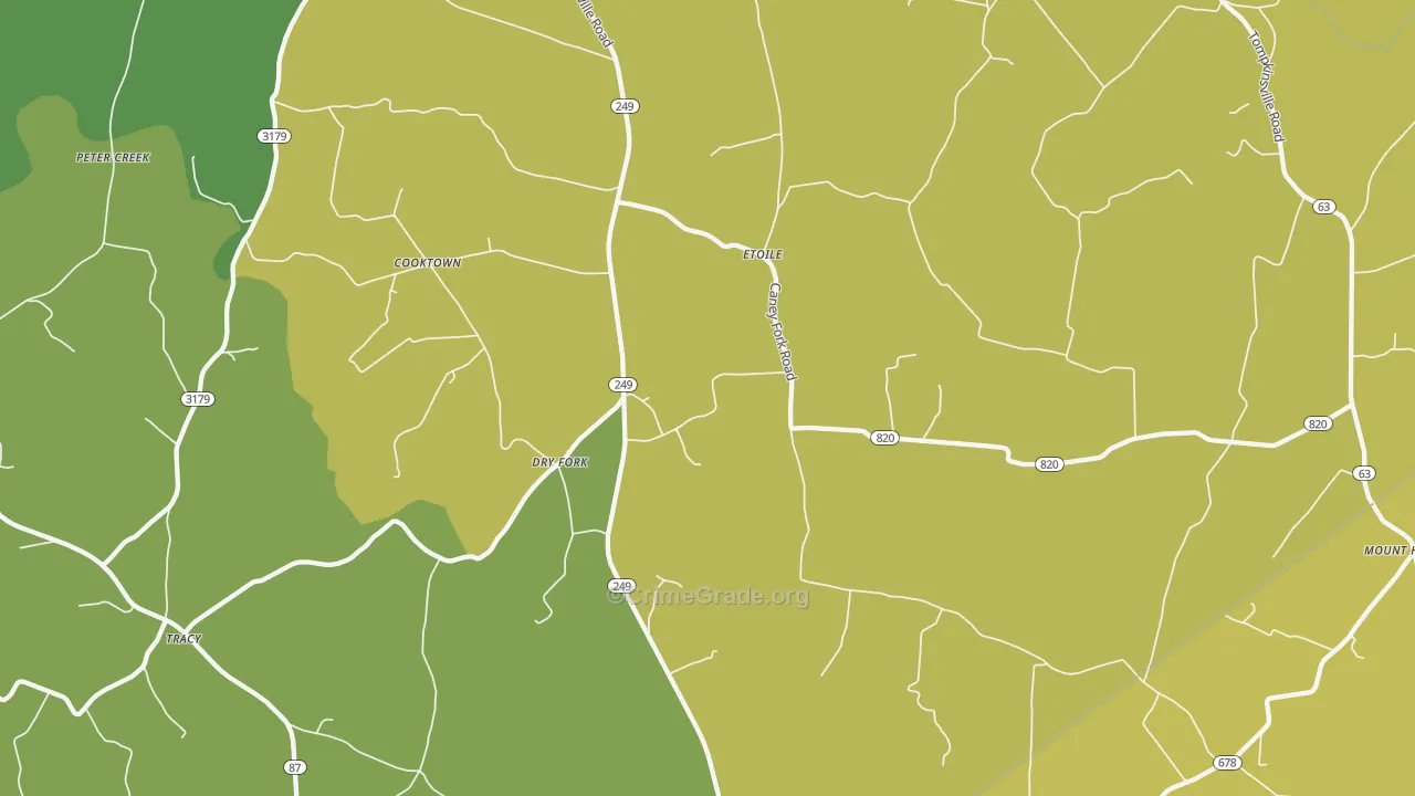 Etoile, KY Map of Theft Rates